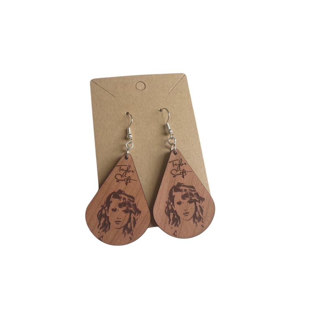 Wooden Laser Engraved Taylor Swift Earrings